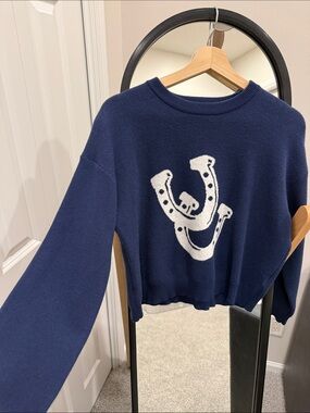 Vigoss Navy horseshoe Knit Crew Sweater. NWOT!